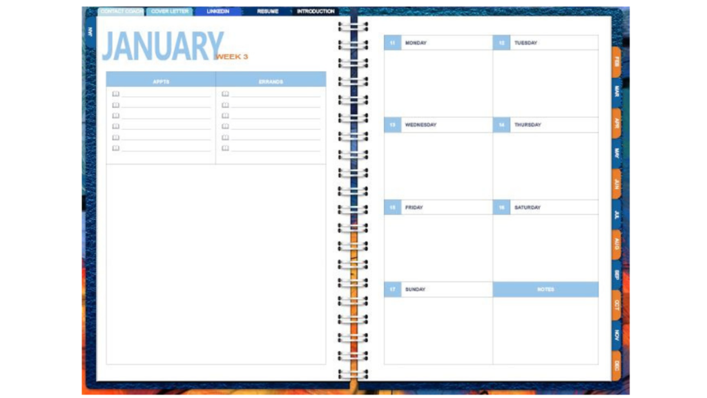 Weekly planner preview